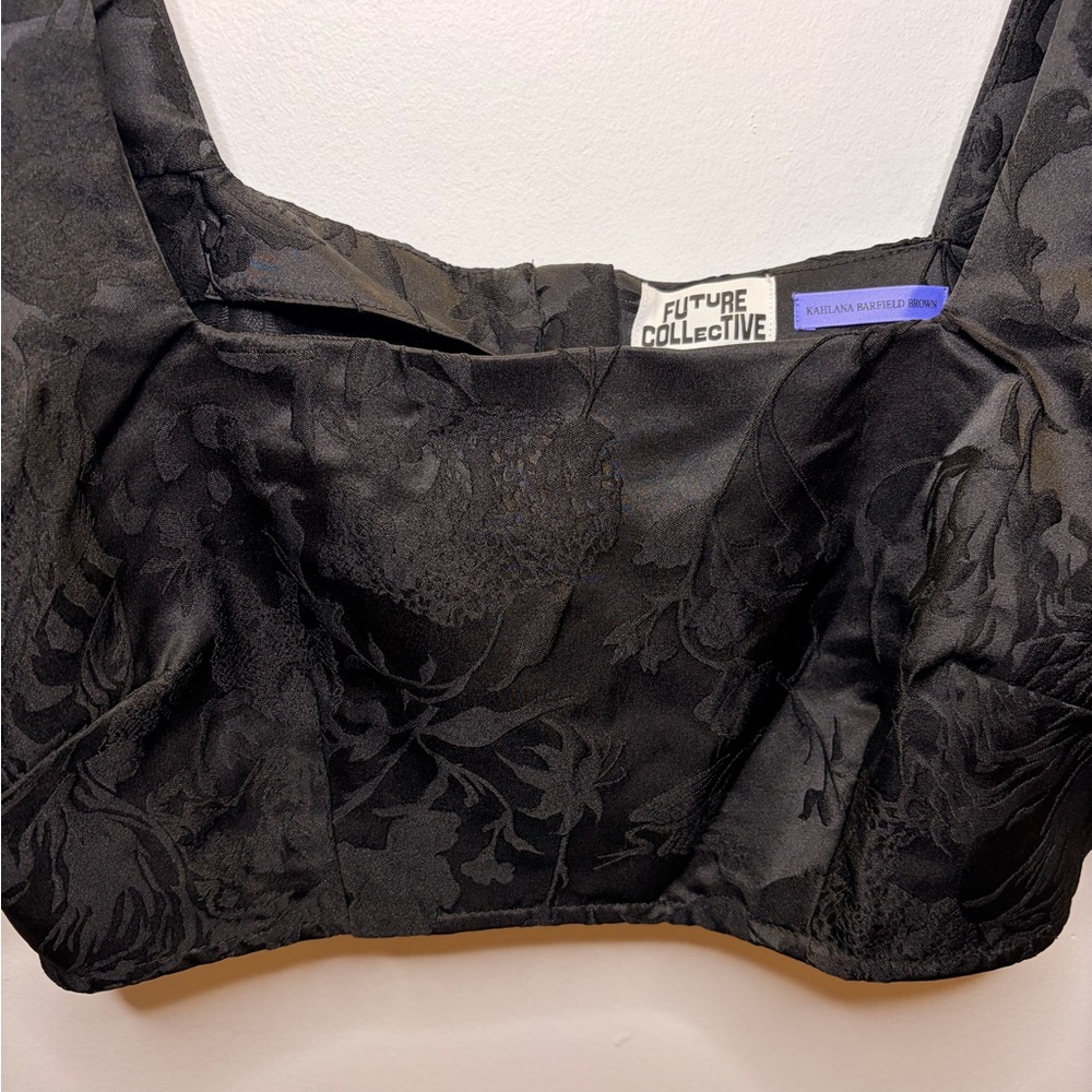 Black Floral Crop Top by Future Collective